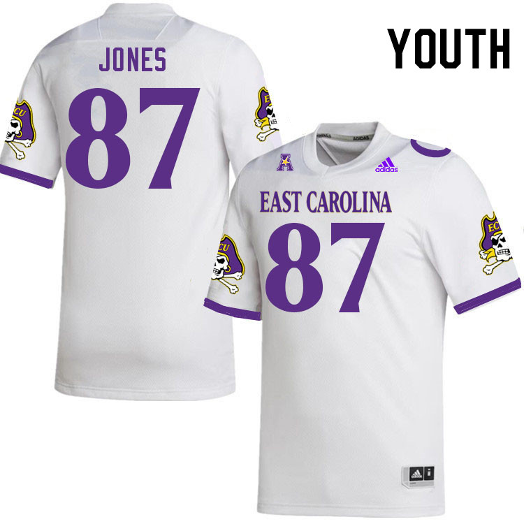 Youth #87 Quay Jones ECU Pirates College Football Jerseys Stitched-White